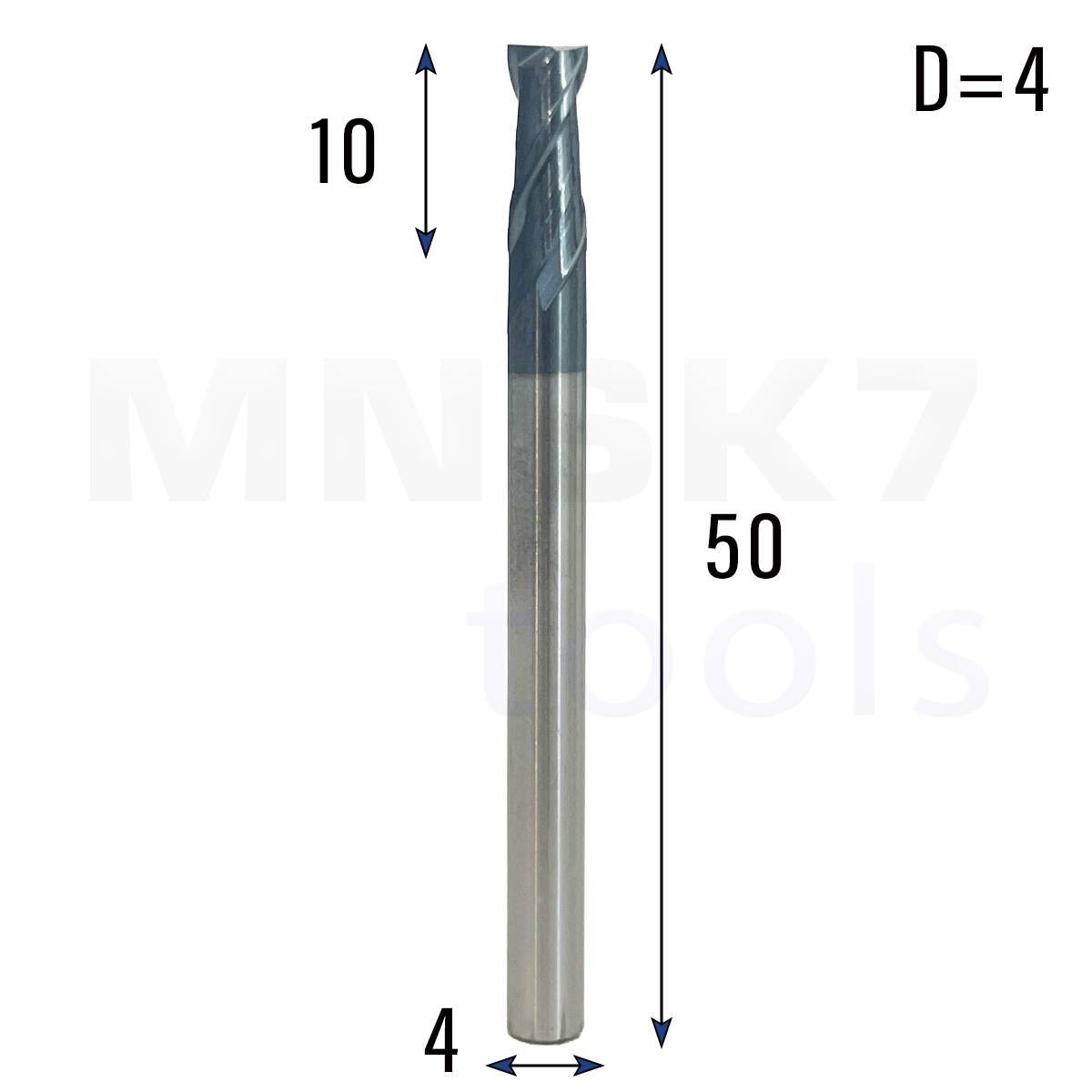 Frez palcowy do metalu 2P | fi 4 mm * 50 mm | CNC VHM HRC 45
