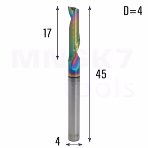 Frez jednopiórowy do aluminium 1P | fi 4 x 17 x 45 | CNC VHM HRC 55 | DLC
