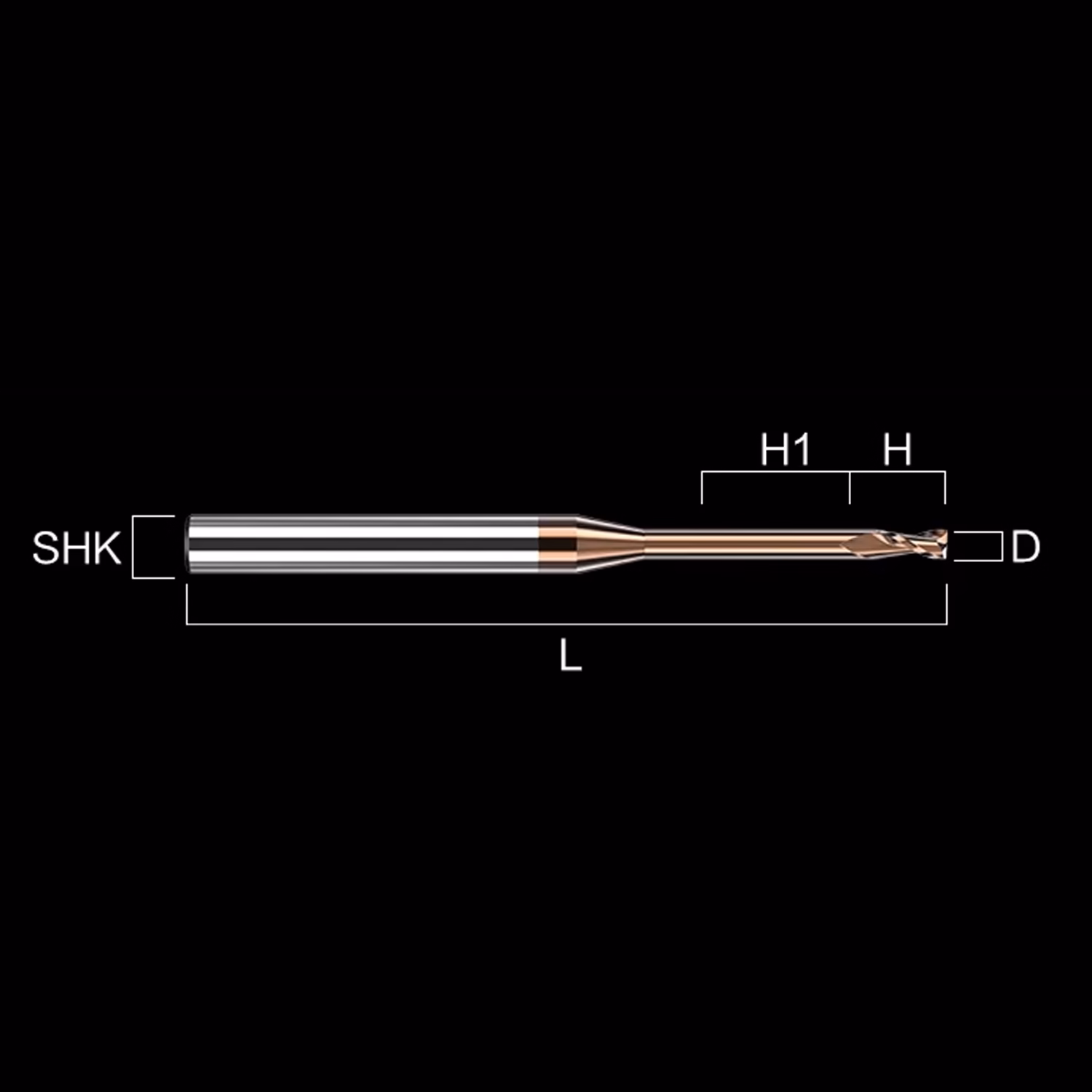Frez palcowy mikro do metalu 2P | fi 0.9 mm * 50 mm | CNC VHM HRC 55 - obrazek 5