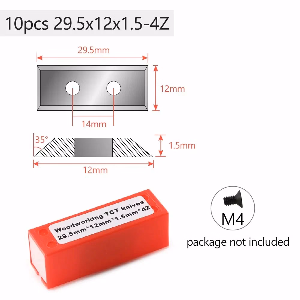 Zestaw wymiennych płytek do frezów 10szt | 29.5x12x1.5 mm | VHM | 4-stronne