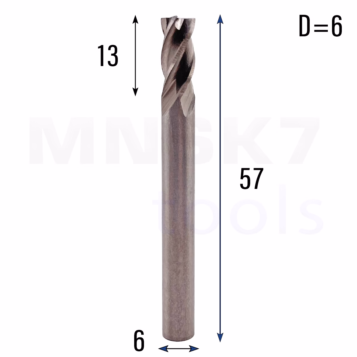 Frez palcowy do stali 4P | trzpień 6 mm | fi 6 x 57 mm | HSS HRC 60