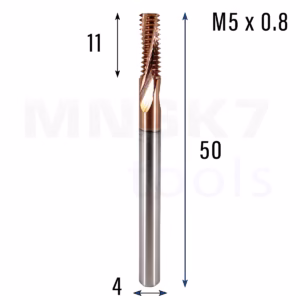Frez do gwintowania stali UNC | M5 x 0.8 | CNC VHM HRC 65