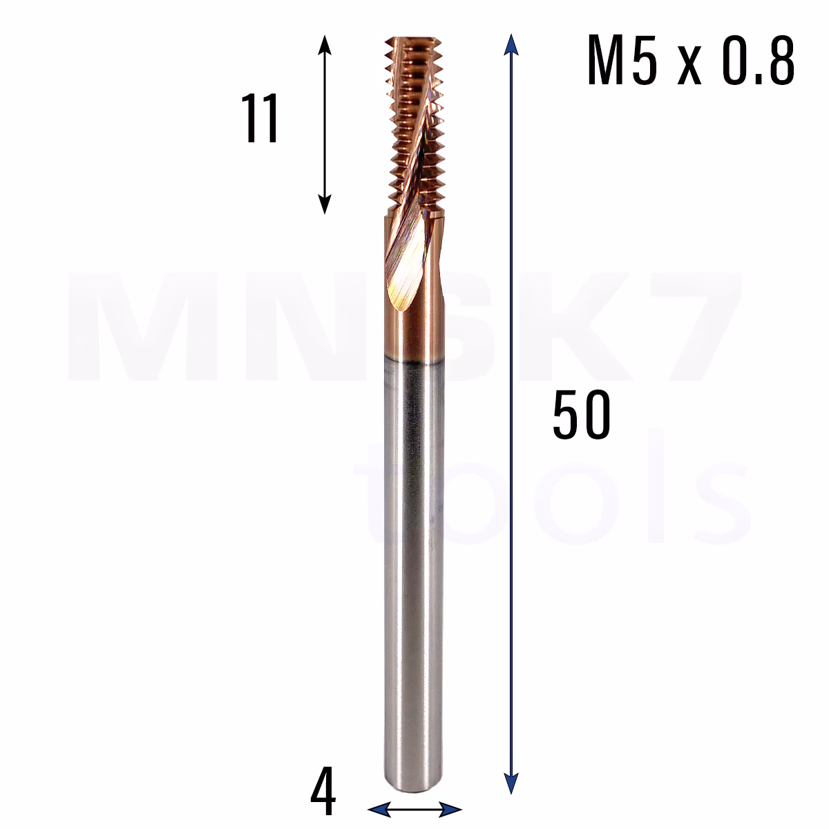 Frez do gwintowania stali UNC | M5 x 0.8 | CNC VHM HRC 65