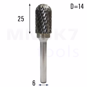 Frez pilnik obrotowy do metalu | 6 mm * 14 mm | VHM HRC 65 | Typ C