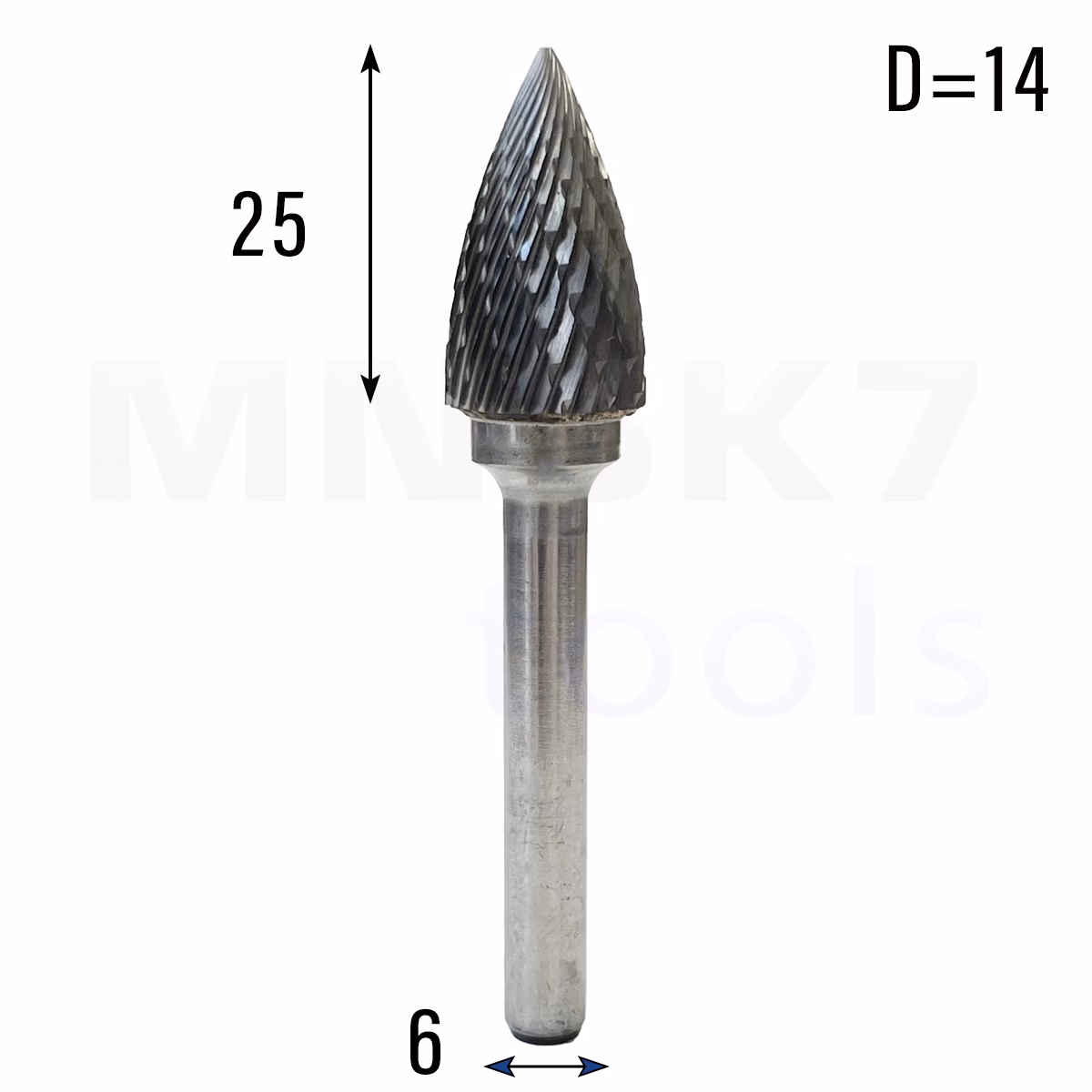 Frez pilnik obrotowy do metalu | 6 mm * 14 mm | VHM HRC 65 | Typ G