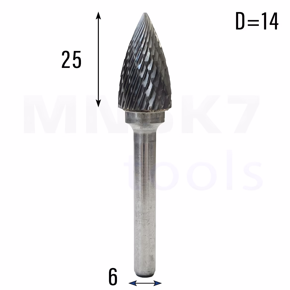 Frez pilnik obrotowy do metalu | 6 mm * 14 mm | VHM HRC 65 | Typ G