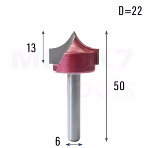 Frez z rowkiem typu V do drewna | trzpień 6 mm | fi 22 x 13 | VHM | CNC
