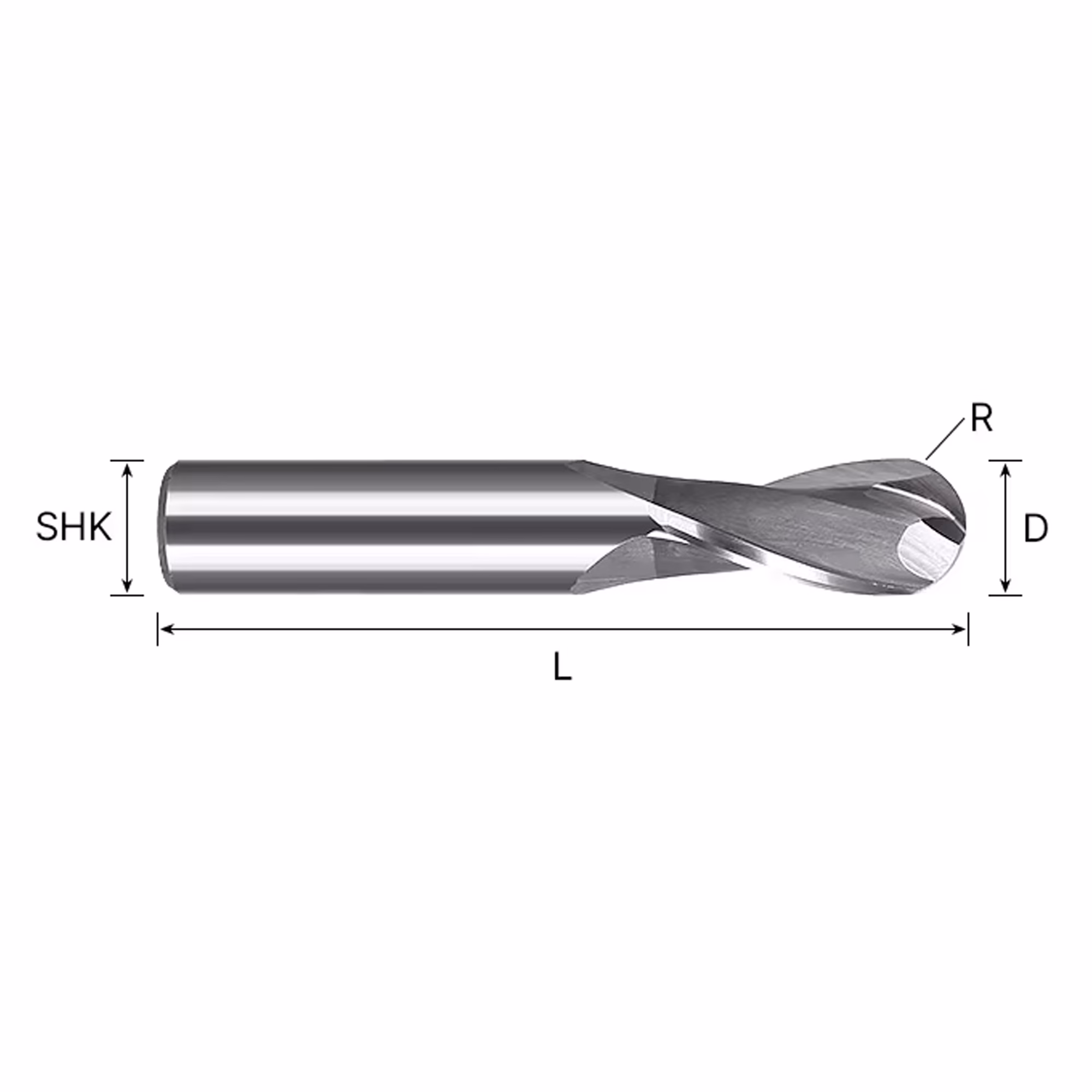 Frez kulowy 3D 2P | trzpień 6 mm | fi 6 x 13 x 80 | R3 | HSS-AL HRC 65 - obrazek 3