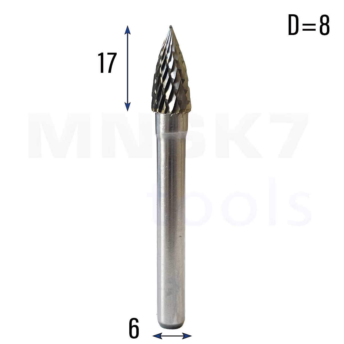 Frez pilnik obrotowy do metalu | 6 mm * 8 mm | VHM HRC 65 | Typ G