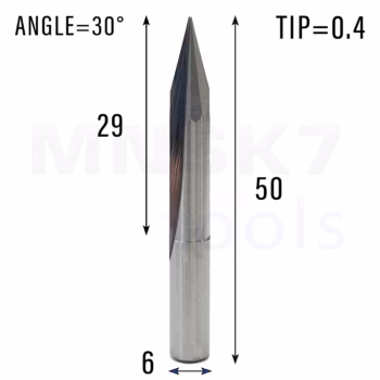 Frez grawer 2P | trzpień 6 | fi 0,4 x 29 x 50 | 30 stopni | VHM CNC