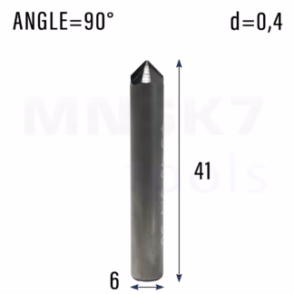 Frez diamentowy PCD do granitu | trzpień 6 mm | fi 0,4 x 41 | 90° | CNC