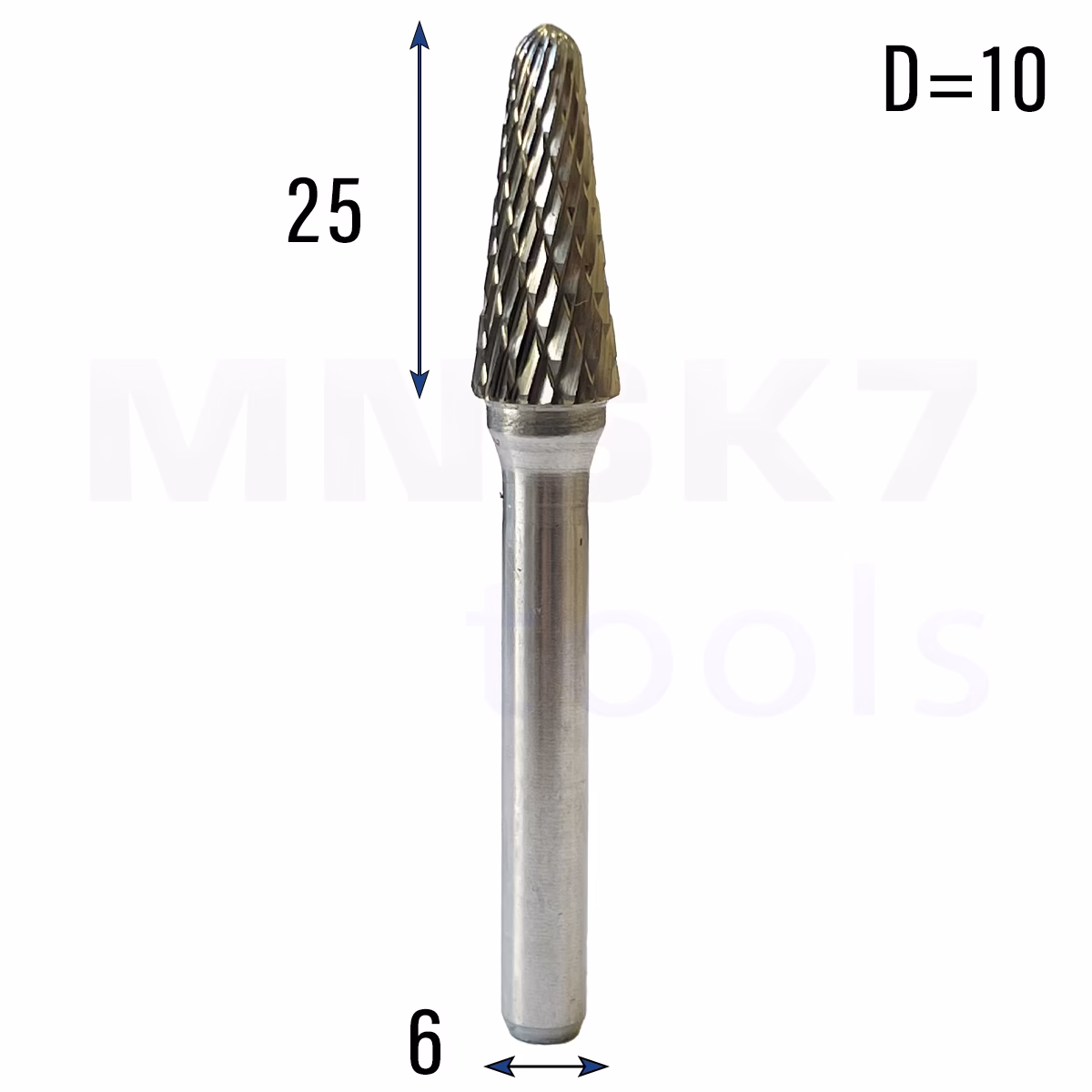 Frez pilnik obrotowy do metalu | 6 mm * 10 mm | VHM HRC 65 | Typ L