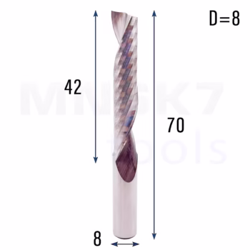 Frez jednopiórowy do aluminium 1P | fi 3 x 12 x 8 x 60 | CNC HSS HRC55