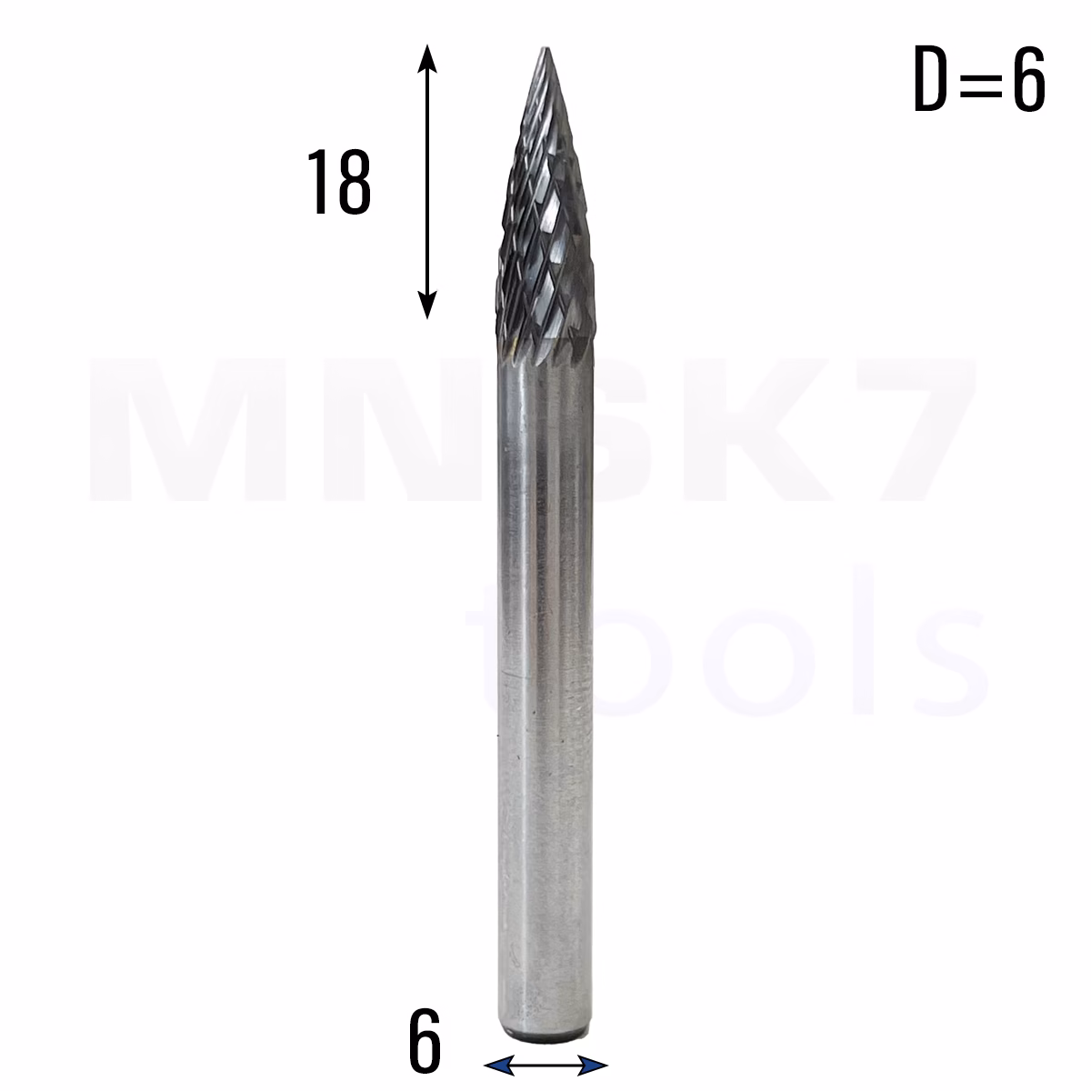Frez pilnik obrotowy do metalu | 6 mm * 6 mm | VHM HRC 65 | Typ G