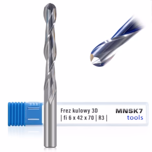 Frez kulowy 3D 2P | trzpień 6 mm | fi 6 x 42 x 70 | R3 | VHM CNC