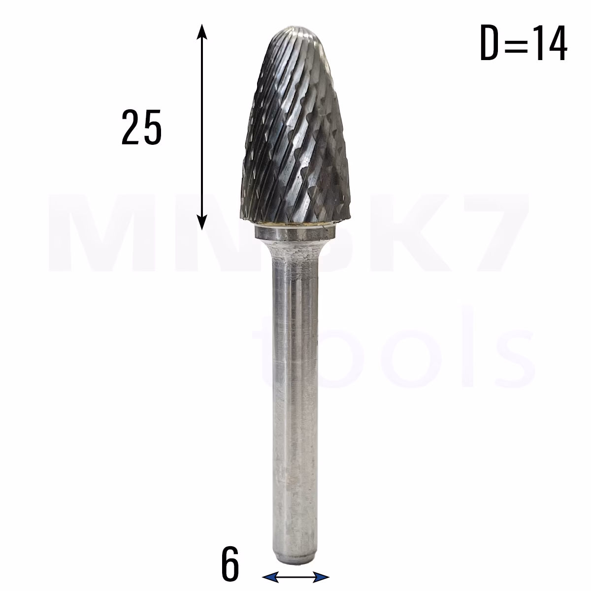 Frez pilnik obrotowy do metalu | 6 mm * 14 mm | VHM HRC 65 | Typ F