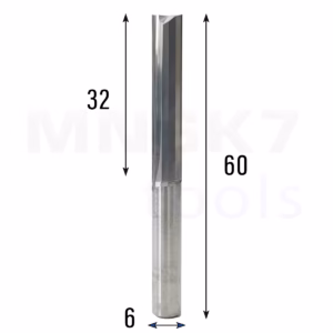 Frez prosty do drewna 2P | fi 6 mm x 32 mm x 60 mm | CNC VHM