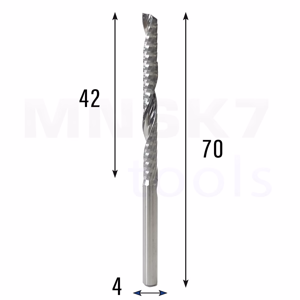 Frez uniwersalny jednopiórowy 1P | fi 4 x 42 x 70 | VHM CNC | Polerowany