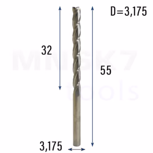 Frez palcowy spiralny do drewna 3P | fi 3.175 x 32 x 55 | CNC VHM