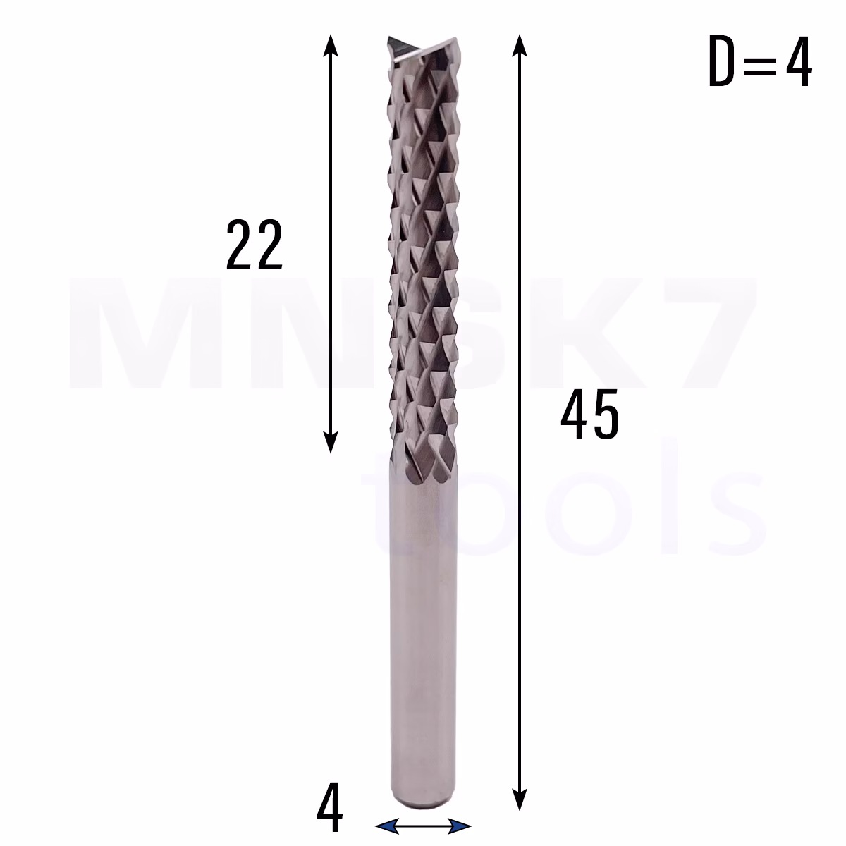 Frez wieloostrzowy prosty | fi 4.0 x 22 x 45 | CNC VHM