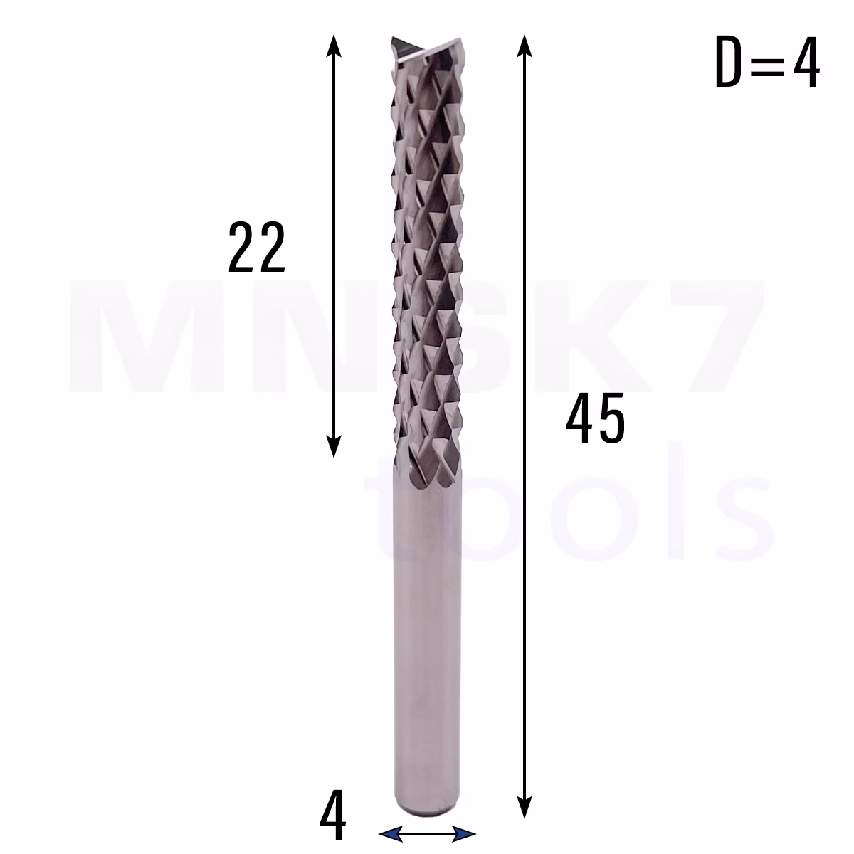Frez wieloostrzowy prosty | fi 4.0 x 22 x 45 | CNC VHM