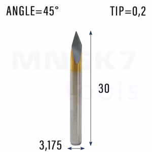 Frez grawer 3P | trzpień 3.175 | fi 0,2 x 30 | 45 stopni | VHM CNC