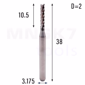 Frez wieloostrzowy prosty | fi 2.0 x 10.5 x 38 | CNC VHM