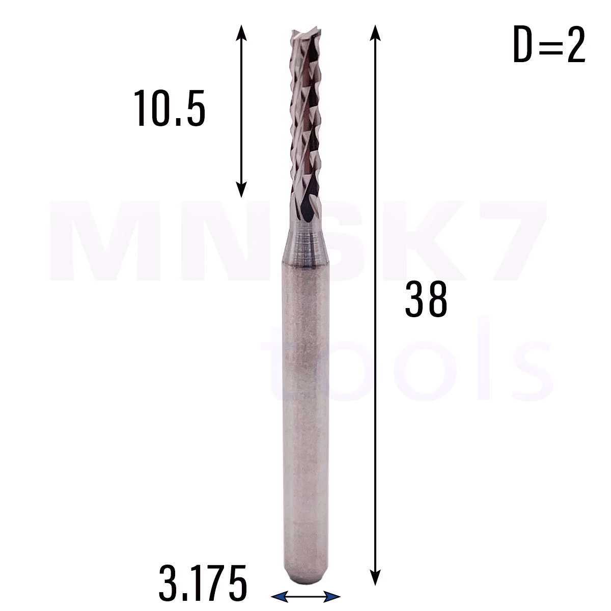 Frez wieloostrzowy prosty | fi 2.0 x 10.5 x 38 | CNC VHM