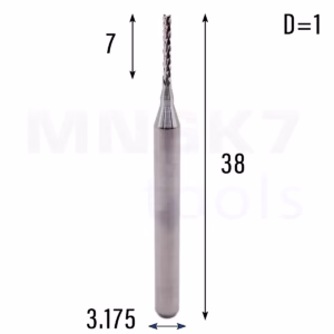 Frez wieloostrzowy prosty | fi 1.0 x 7 x 38 | CNC VHM