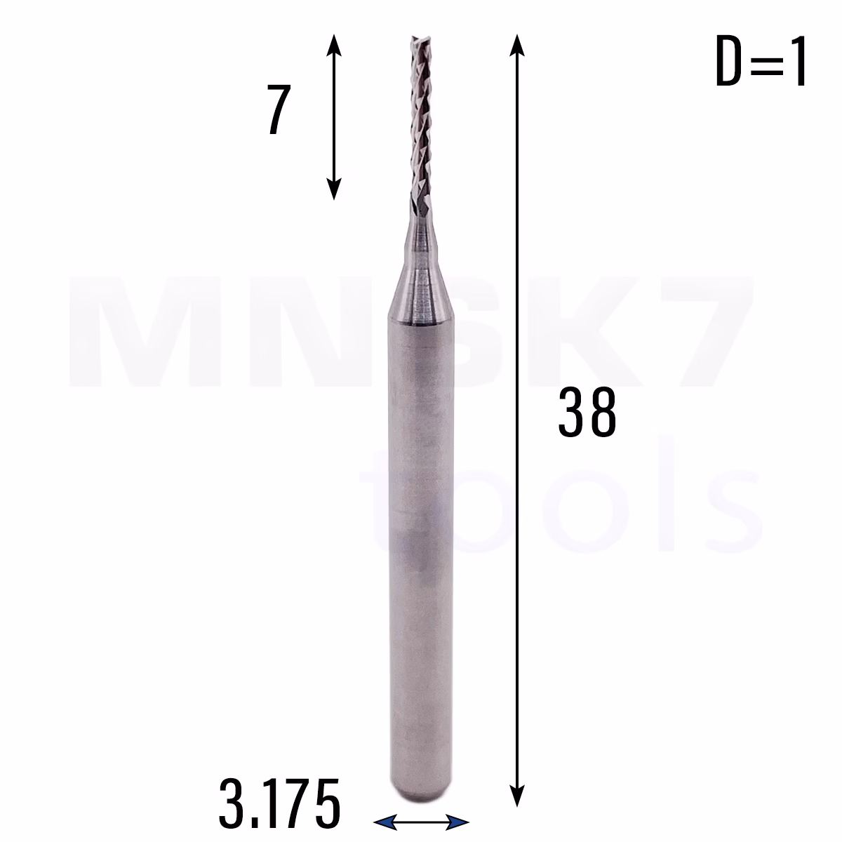 Frez wieloostrzowy prosty | fi 1.0 x 7 x 38 | CNC VHM