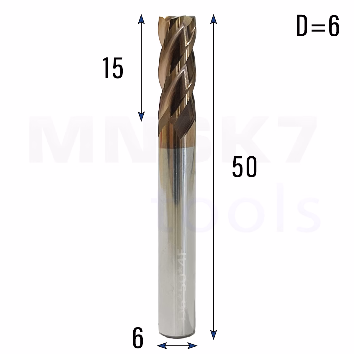 Frez palcowy do metalu 4P | fi 6 mm * 50 mm | CNC VHM HRC 55