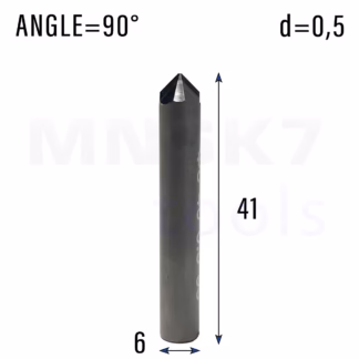 Frez diamentowy PCD do granitu | trzpień 6 mm | fi 0,5 x 41 | 90° | CNC