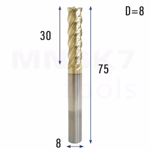 Frez palcowy do metalu 4P | fi 8 mm * 75 mm | CNC VHM HRC 65