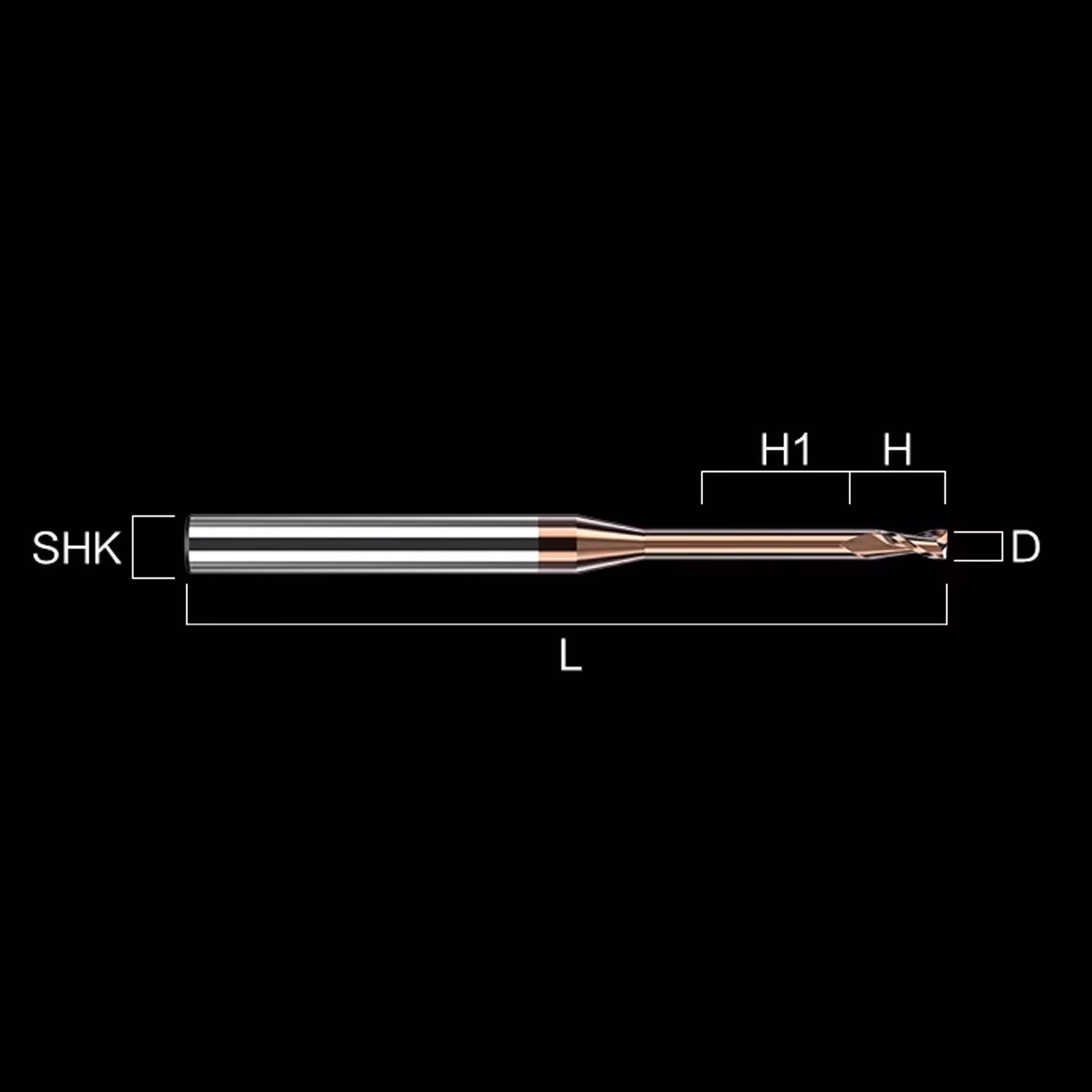 Frez palcowy mikro do metalu 2P | fi 0.7 mm * 50 mm | CNC VHM HRC 55 - obrazek 2